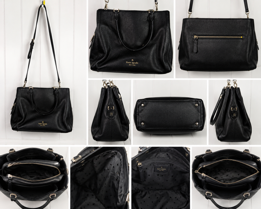 Kate Spade New York Black Pebbled Leather Satchel/Crossbody