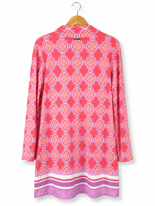 Cabana Coral & Lavender Quarter Zip Tunic Dress - Medium
