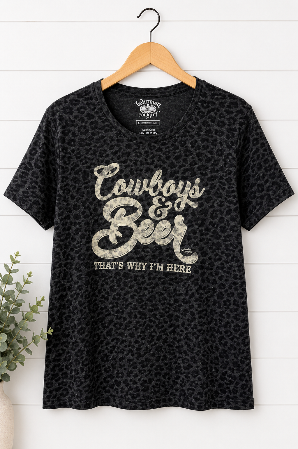 Bohemian Cowgirl “Cowboys & Beer” Graphic Tee – Size Large
