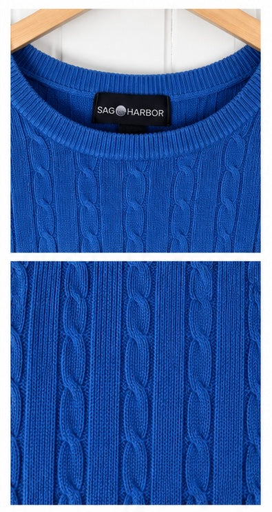 Sag Harbor Blue Cable Knit Short Sleeve Sweater – Size 2X