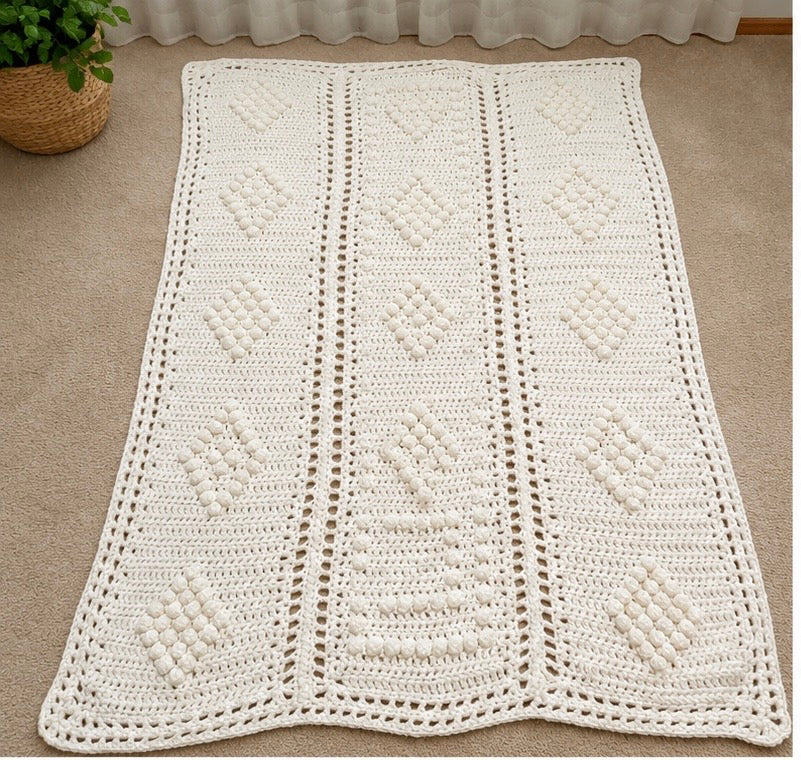 Vintage Hand-Crocheted Heirloom Blanket – Signed Artisan Piece