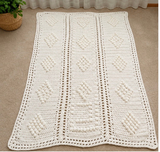 Vintage Hand-Crocheted Heirloom Blanket – Signed Artisan Piece