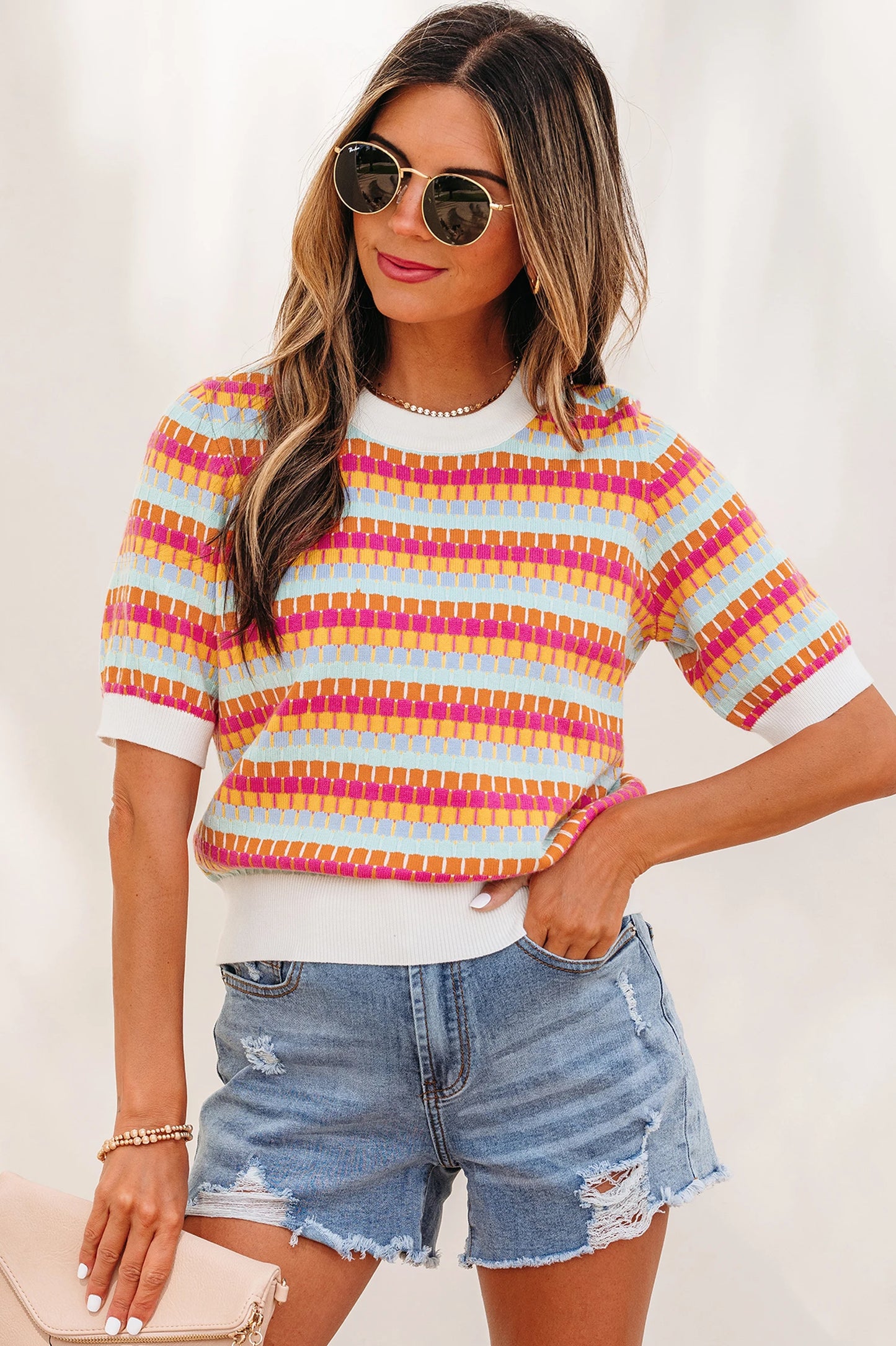PREORDER | Retro Rainbow Knit Top