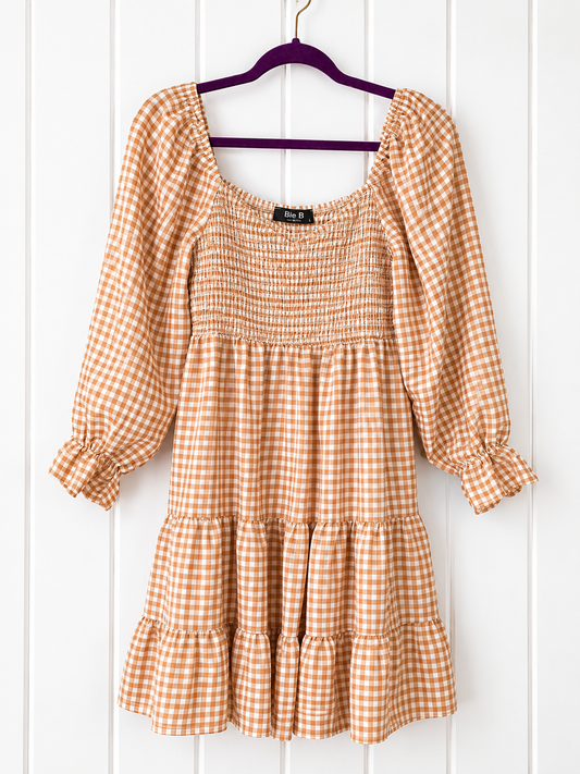 Blue B Gingham Smocked Dress – Size Medium