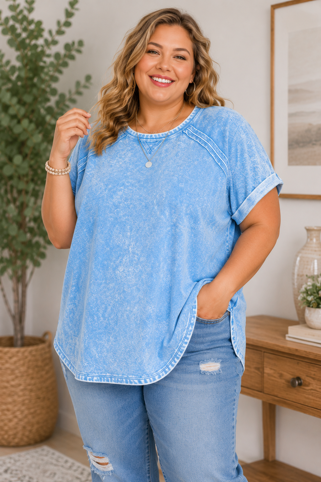 Blue Skies Curved Hem Top