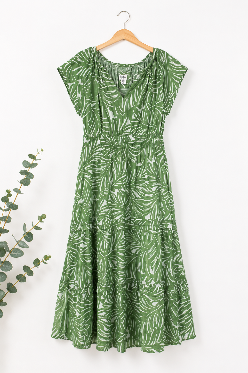 Nicole Miller Palm Print Midi Dress | Medium