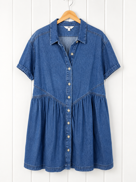 Terra & Sky Chambray Babydoll Dress - OXL