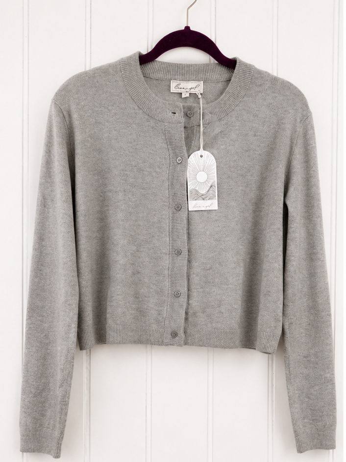 Love, Puff Cropped Cardigan - Medium