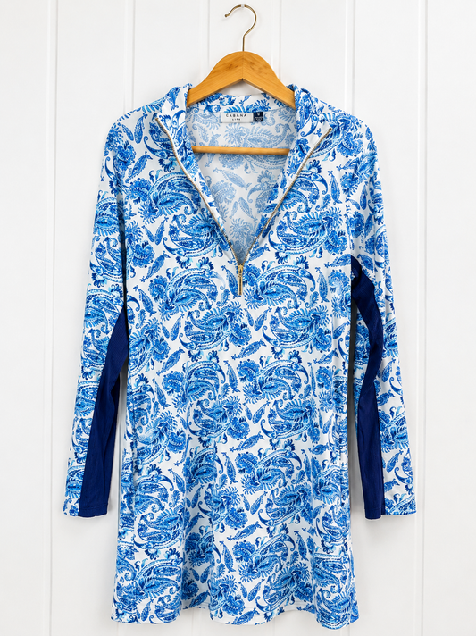 Cabana Life Blue Paisley Performance Dress - Medium