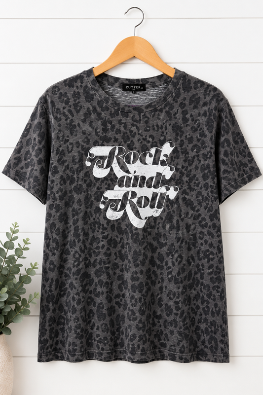 Zutter Rock & Roll Leopard Graphic Tee – Size Large