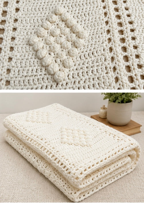 Vintage Hand-Crocheted Heirloom Blanket – Signed Artisan Piece