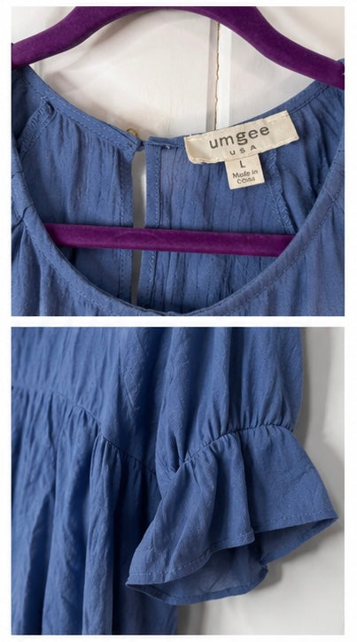 Umgee Dusty Blue Tiered Tunic Top – Size Large